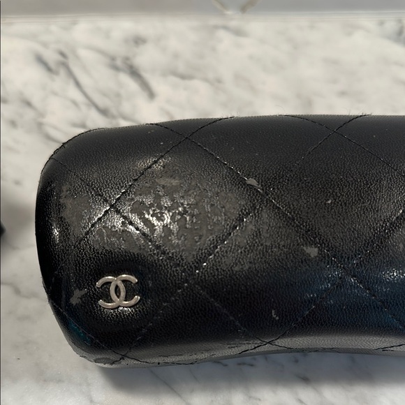 Chanel Silver Frame with Black Leather Arm Sunglasses - Picture 15 of 16